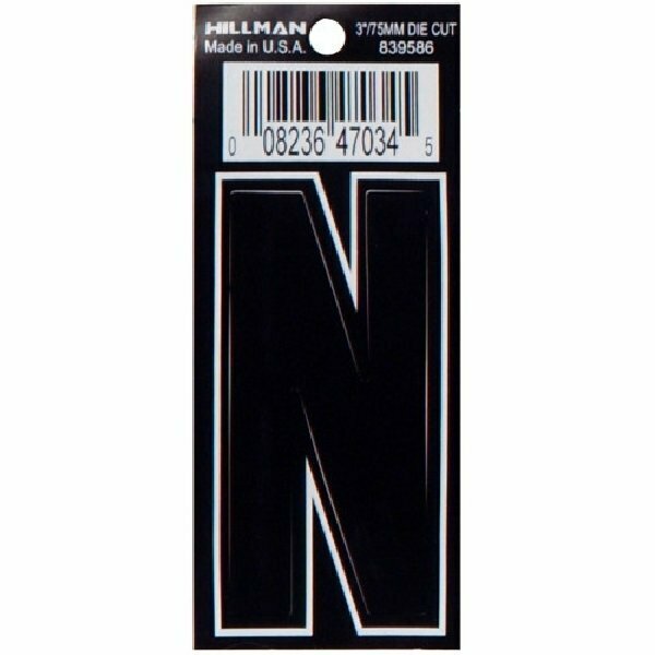 Hillman Letter, Character: N, 3 in H Character, Black/White Character, Black Background, Vinyl 839586